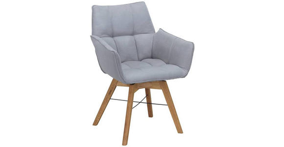 ARMLEHNSTUHL drehbar in Flachgewebe - Wildeiche/Hellgrau, Design, Holz/Textil (61/87/63cm) - Waldwelt