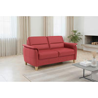 3-SITZER-SOFA PALMERA E Echtleder Rot  - Eichefarben/Rot, Basics, Leder/Holz (179/89/89cm) - Sit & More