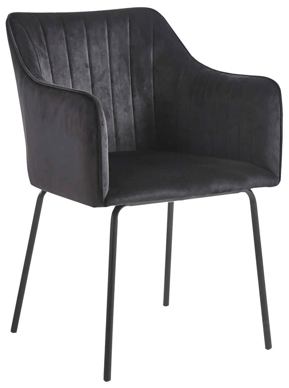 ARMLEHNSTUHL  in Samt  - Anthrazit/Schwarz, Design, Textil/Metall (48,5cm) - MID.YOU