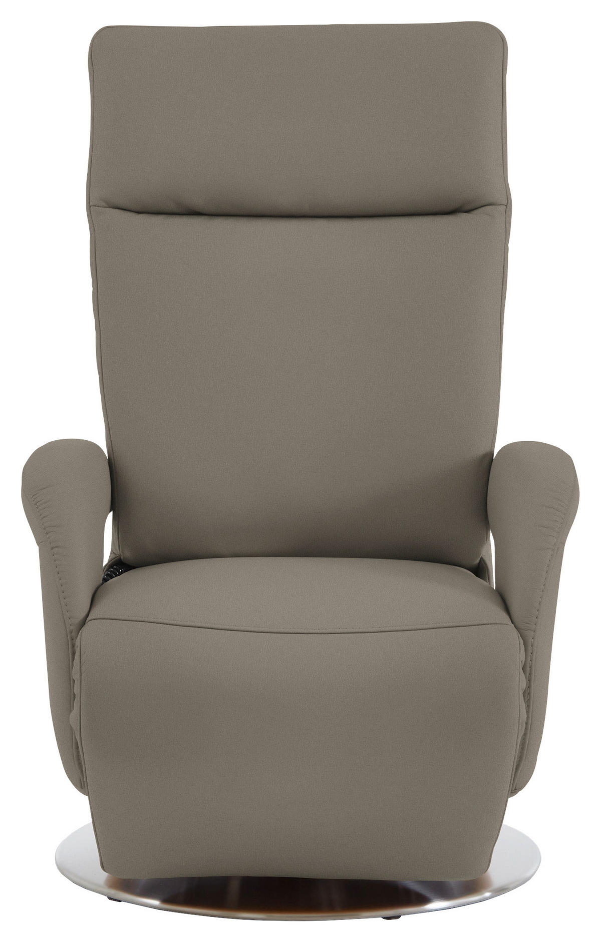 RELAXSESSEL in Leder Graubraun  - Edelstahlfarben/Graubraun, Design, Leder/Metall (70/108/80cm) - Cantus