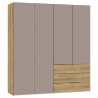 KLEIDERSCHRANK 203/220/59 cm,  in Eichefarben, Hellbraun, 4-türig  - Hellbraun/Eichefarben, Design, Holzwerkstoff/Metall (203/220/59cm) - Jutzler