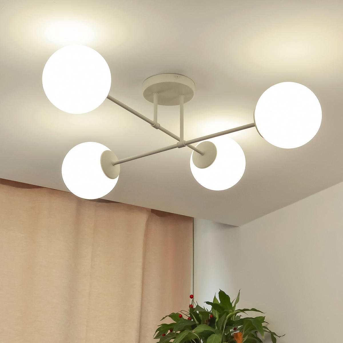 DECKENLEUCHTE    76/76/26 cm  - Sandfarben, KONVENTIONELL, Metall (76/76/26cm)