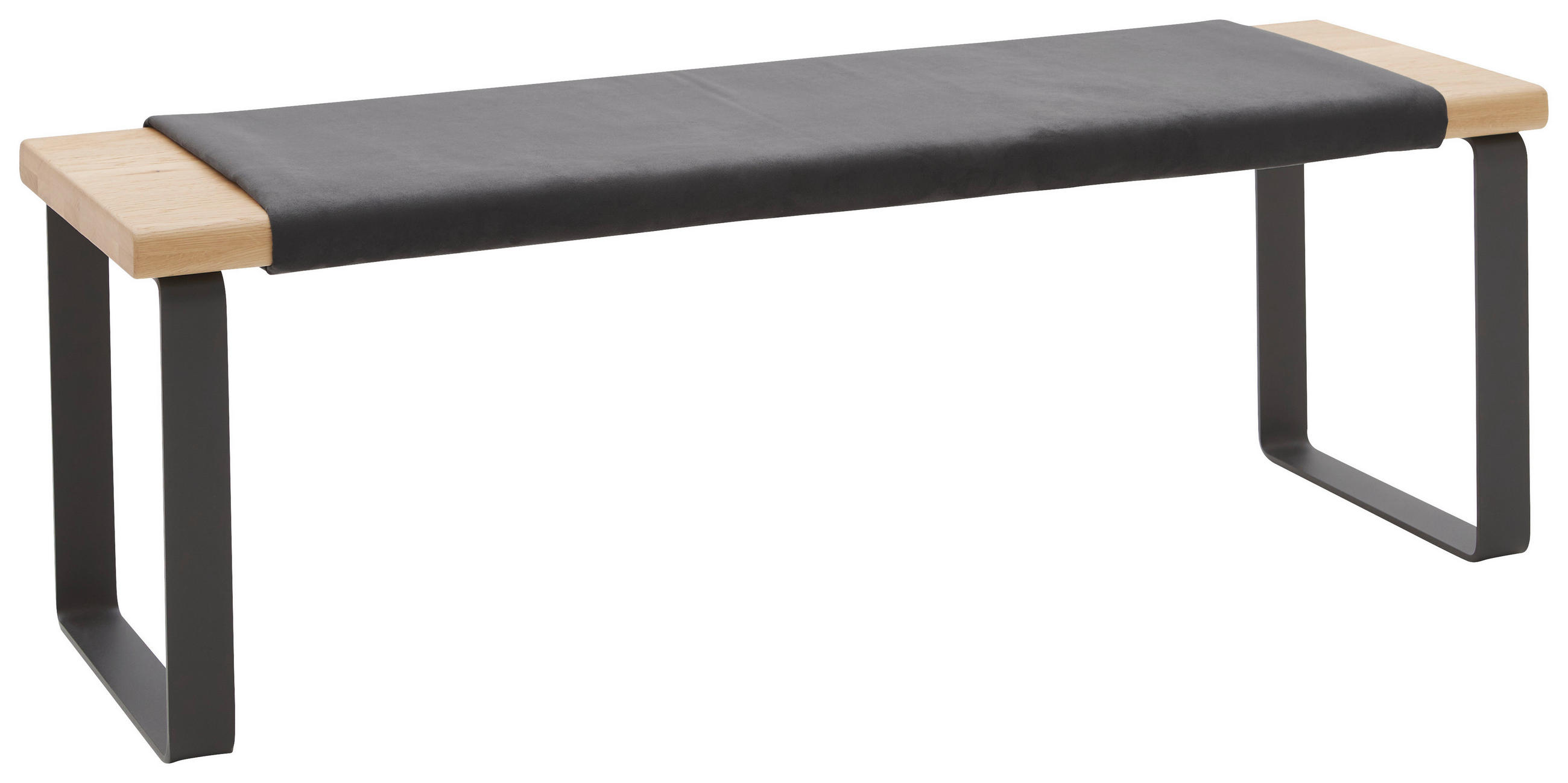 SITZBANK 120/40/38 cm Schwarz, Wildeiche Wildeiche massiv  - Wildeiche/Schwarz, Design, Holz/Metall (120/40/38cm) - Valnatura