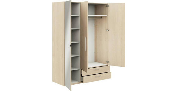 KLEIDERSCHRANK 3-türig Eichefarben  - Edelstahlfarben/Eichefarben, Design, Glas/Holzwerkstoff (151,3/213,6/59,3cm) - Cantus