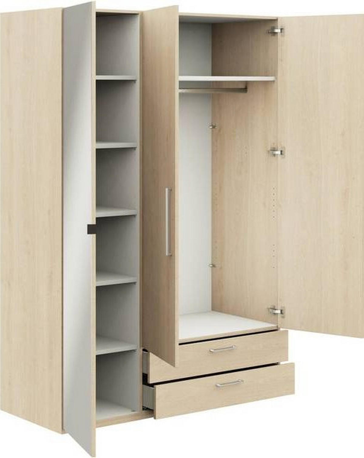 KLEIDERSCHRANK in Eichefarben  - Edelstahlfarben/Eichefarben, Design, Glas/Holzwerkstoff (151,3/213,6/59,3cm) - Cantus