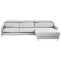 ECKSOFA in Echtleder Hellgrau  - Chromfarben/Hellgrau, Design, Leder/Metall (291/176cm) - Valdera