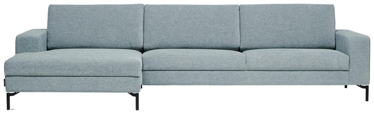 ECKSOFA in Chenille Hellblau  - Schwarz/Hellblau, Design, Textil/Metall (155/310cm) - Johann Jakob