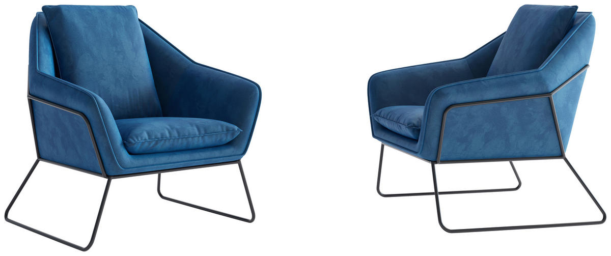 SESSEL in Flachgewebe Hellblau  - Edelstahlfarben/Hellblau, Design, Textil/Metall (78/85/85cm) - Livetastic