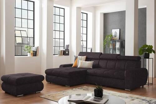 SAROKKANAPÉ textil sötétbarna  - krómszínű/sötétbarna, Design, műanyag/textil (173/276cm) - Stylife