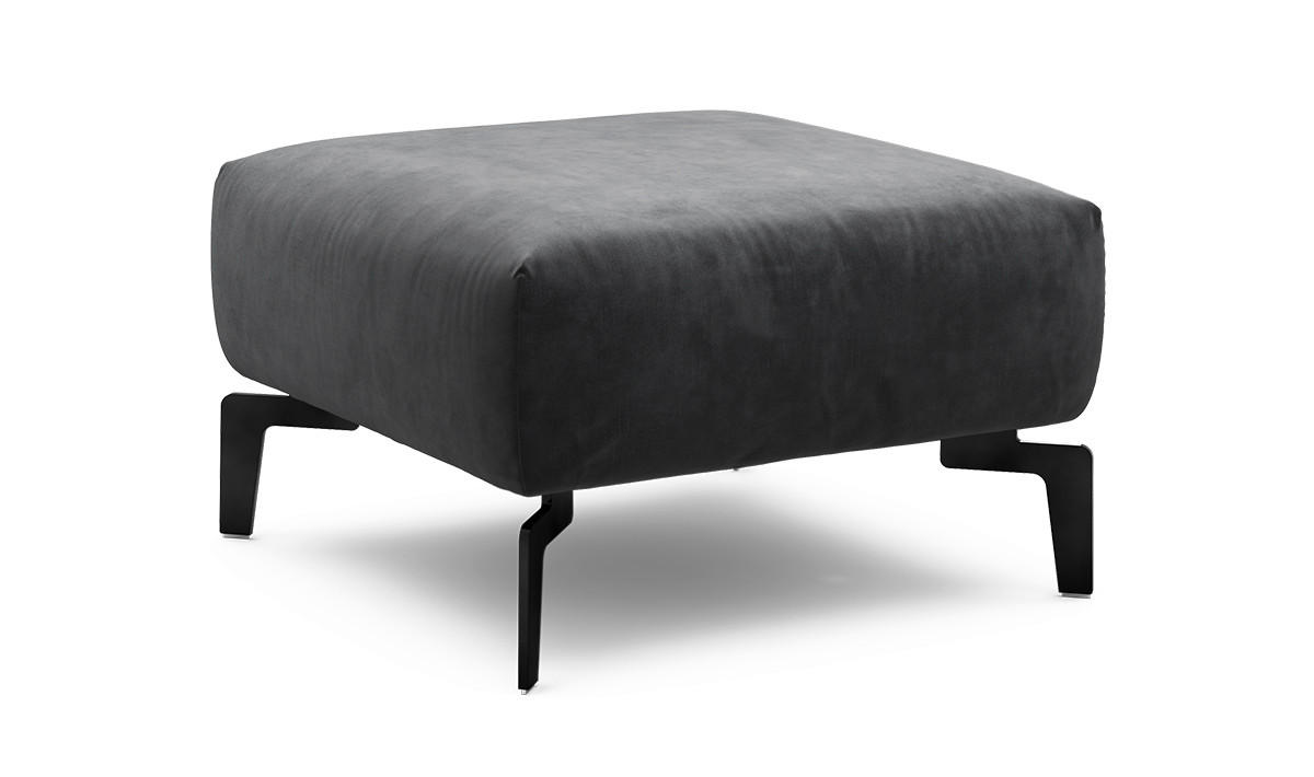 HOCKER Samt Anthrazit  - Anthrazit/Schwarz, Design, Textil/Metall (70/70/46cm) - SENSOO