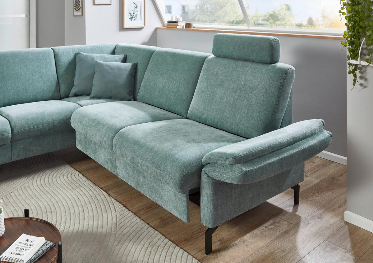 ECKSOFA in Chenille Blau  - Blau/Schwarz, Konventionell, Textil/Metall (190/241cm) - Beldomo Comfort