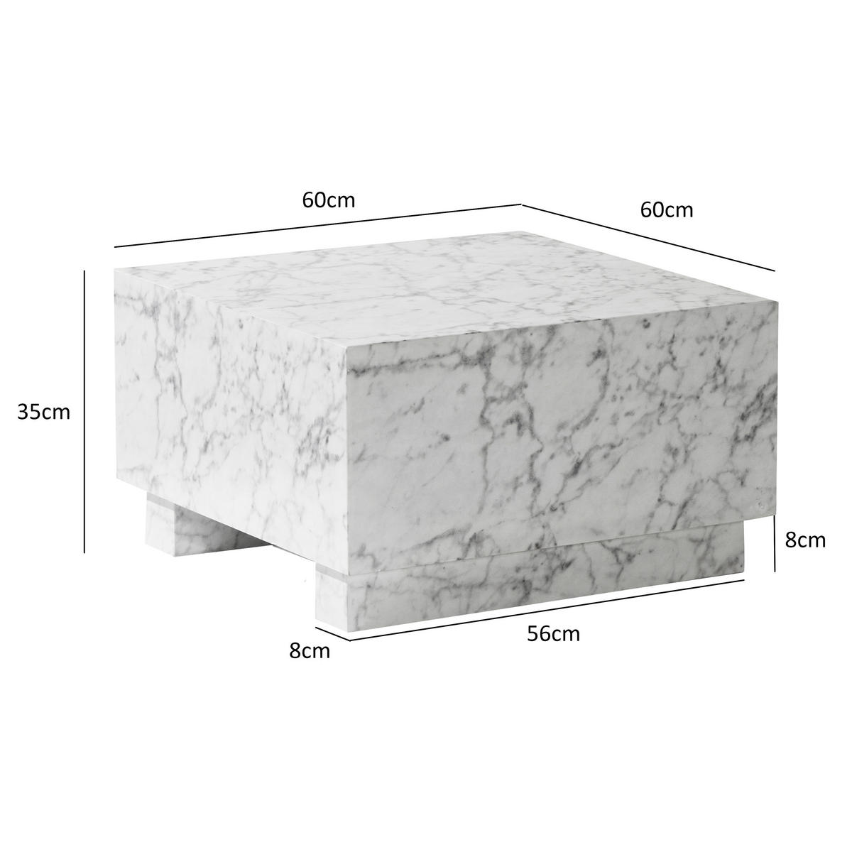 COUCHTISCH in Holzwerkstoff 60/60/35 cm   - Weiss Hochglanz/Weiss, Lifestyle, Holzwerkstoff (60/60/35cm) - Livetastic