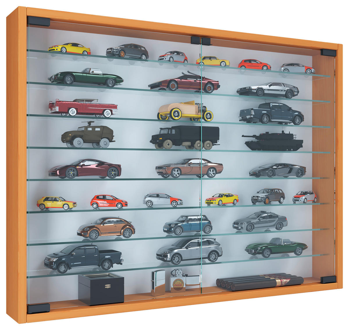 HÄNGEVITRINE in Buchefarben  - Buchefarben/Schwarz, MODERN, Glas/Holzwerkstoff (80/60/10cm) - MID.YOU