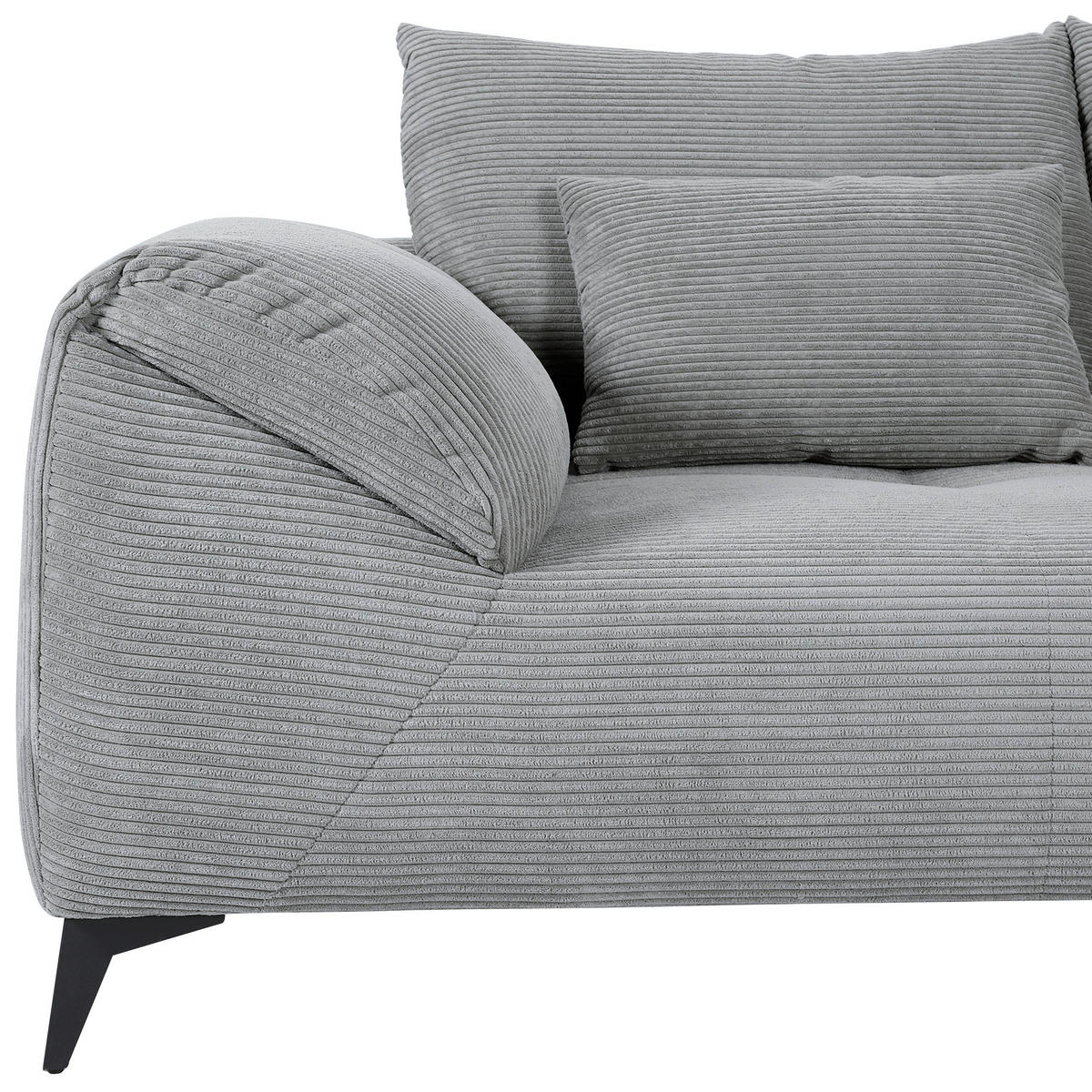 ECKSOFA in Cord Hellgrau  - Hellgrau/Schwarz, Konventionell, Textil/Metall (311/176cm) - Carryhome