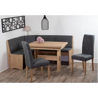 ECKBANKGRUPPE Mikrofaser Eiche Artisan, Grau  - Eiche Artisan/Grau, KONVENTIONELL, Holz/Textil (165/89/125cm) - MID.YOU