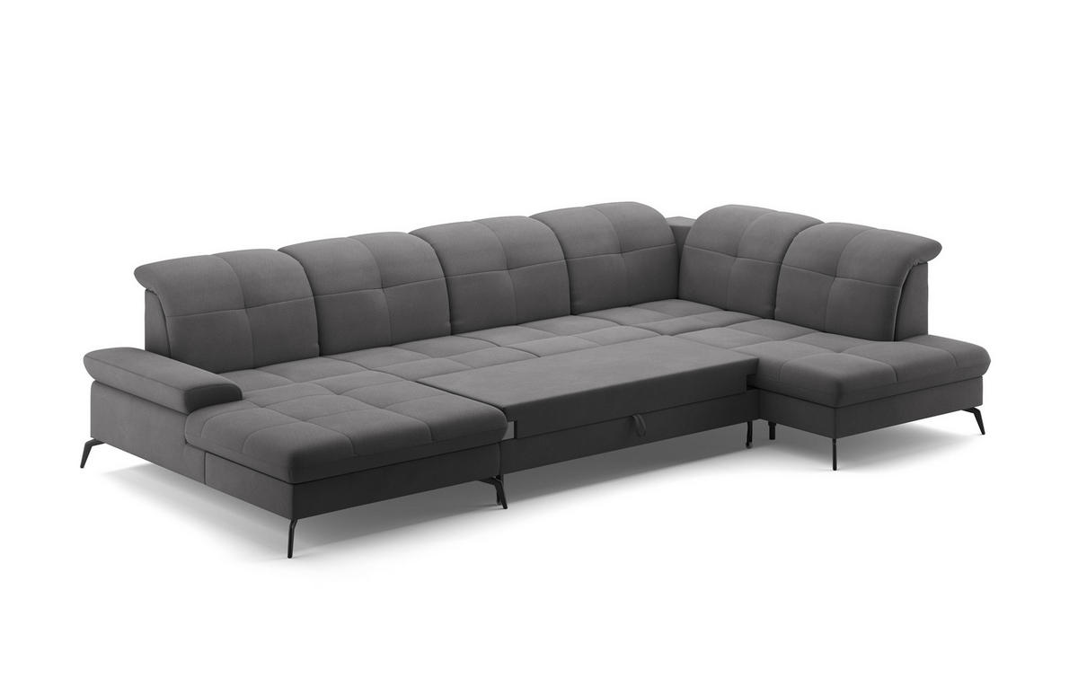 WOHNLANDSCHAFT in Flachgewebe Grau  - Schwarz/Grau, Konventionell, Textil/Metall (185/357/231cm) - Sit & More