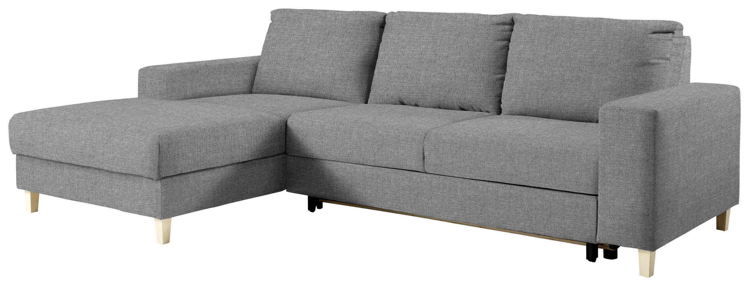 ECKSOFA Hellgrau Webstoff  - Buchefarben/Hellgrau, Design, Holz/Textil (160/260cm) - Ti'me