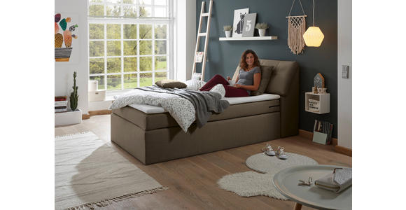 BOXSPRINGBETT 120/200 cm in Dunkelbraun - Dunkelbraun/Silberfarben, Design, Kunststoff/Textil (120/200cm) - Esposa