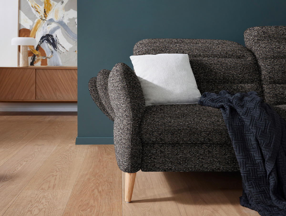 2-SITZER-SOFA in Webstoff Braun, Dunkelgrün  - Eiche Bianco/Dunkelgrün, Design, Holz/Textil (192-220/85-106/98-112cm) - Dieter Knoll