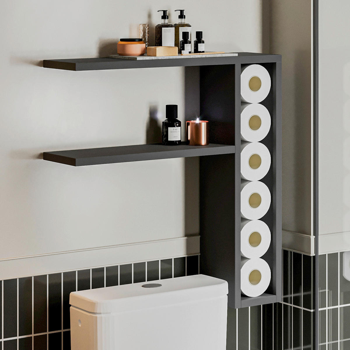 VÄGGHYLLPLAN 60/62/15 cm  - antracit, Design, trämaterial (60/62/15cm) - Livetastic