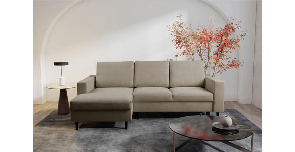 ECKSOFA  in Struktur Hellbraun  - Hellbraun/Schwarz, MODERN, Holz/Kunststoff (145/230cm) - Carryhome