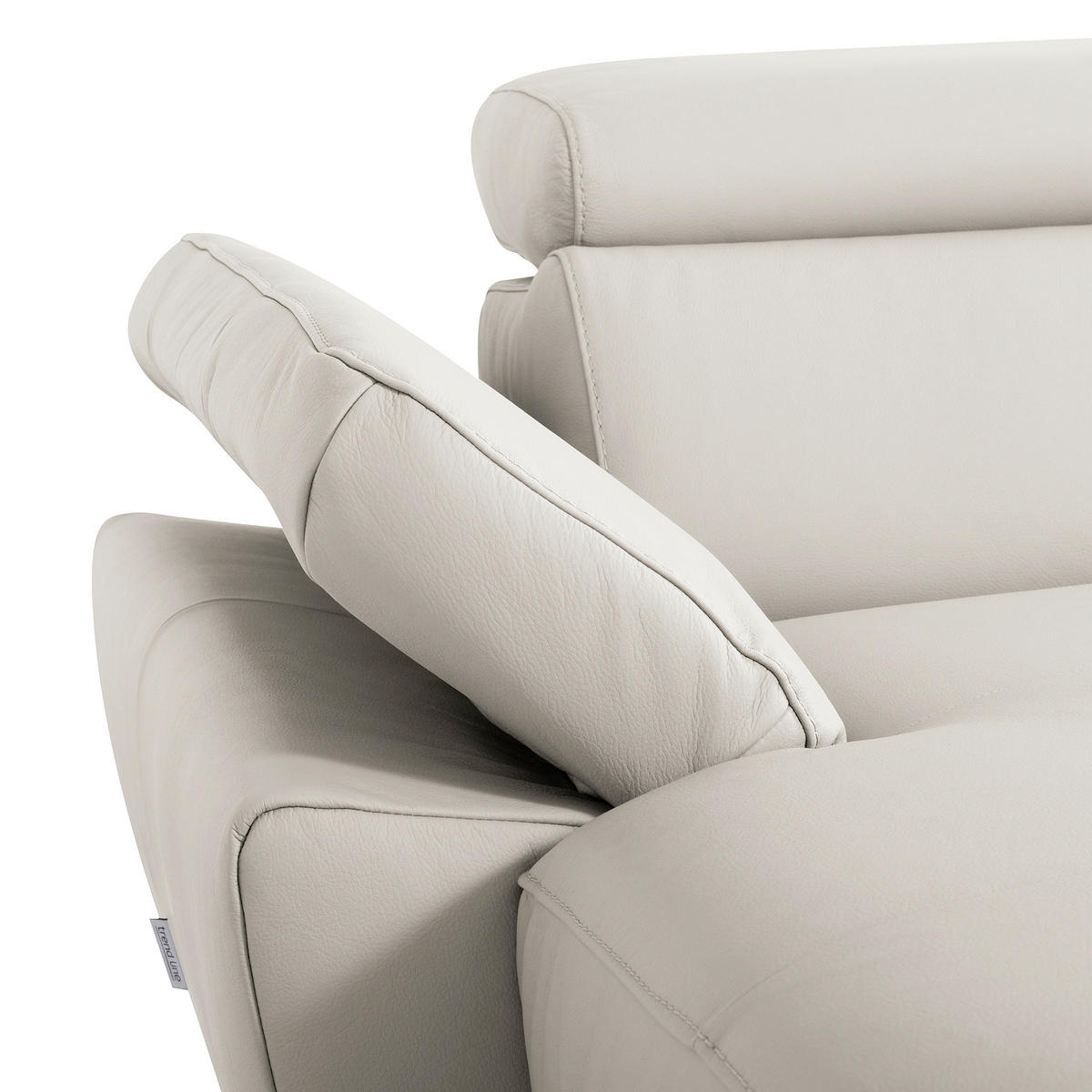 ECKSOFA SONO in Lederlook Echtleder Platinfarben Armteilverstellung, Kopfteilverstellung  179/252 cm  - Platinfarben/Chromfarben, Design, Leder/Textil (179/252cm) - Livetastic