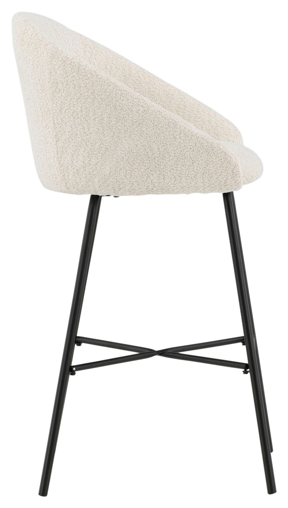 BARHOCKER-SET Teddystoff Schwarz, Weiß Stahl  - Schwarz/Weiß, Design, Textil/Metall (59/96/54cm) - Livetastic