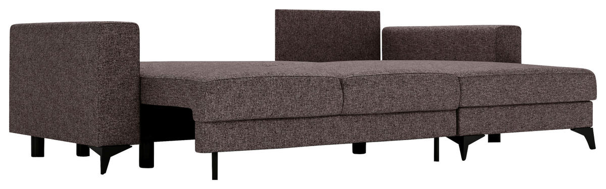 ECKSOFA in Flachgewebe Braun  - Schwarz/Braun, Design, Textil/Metall (244/156cm) - Livetastic