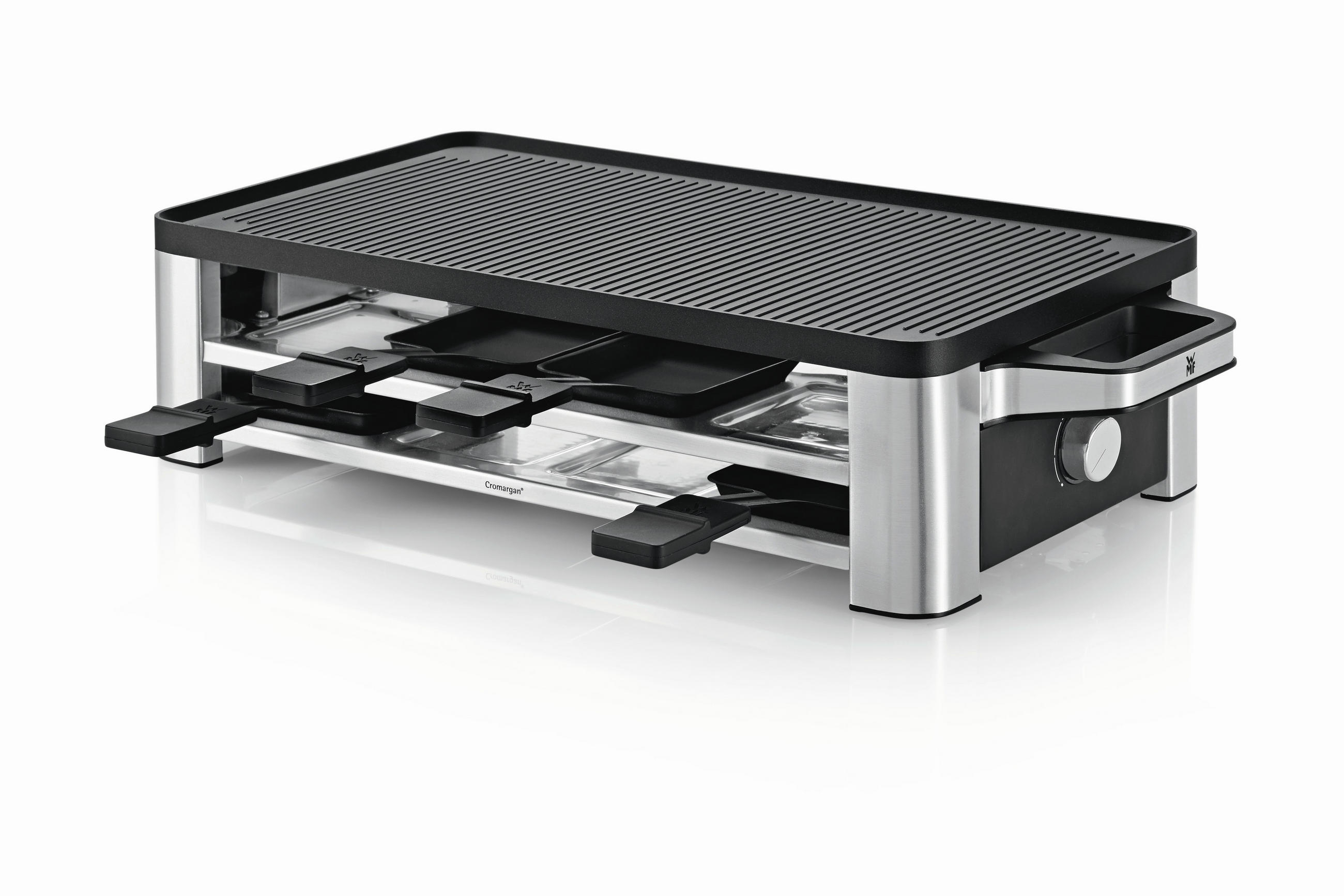 RACLETTE-GRILL Lono  - Edelstahlfarben/Schwarz, Design, Metall (24,1/54,5/13cm) - WMF