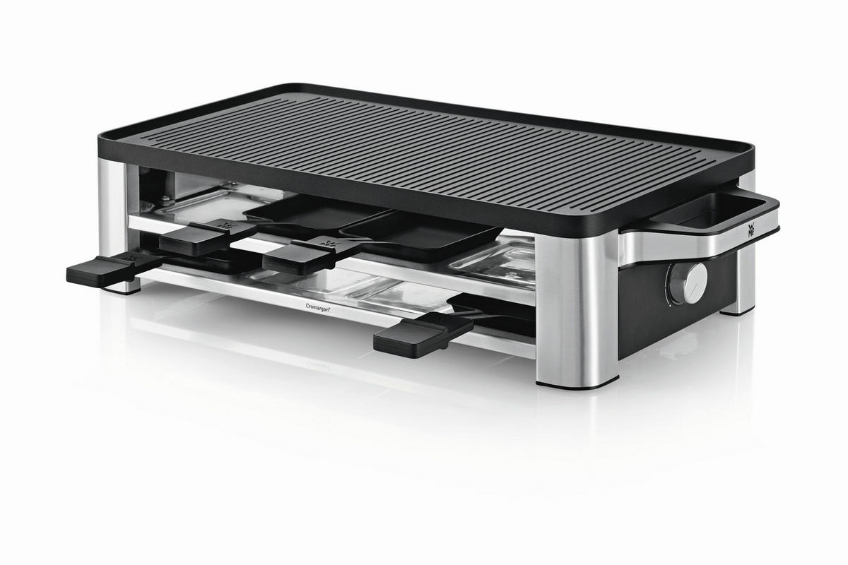 RACLETTE-GRILL Lono  - Edelstahlfarben/Schwarz, Design, Metall (24,1/54,5/13cm) - WMF