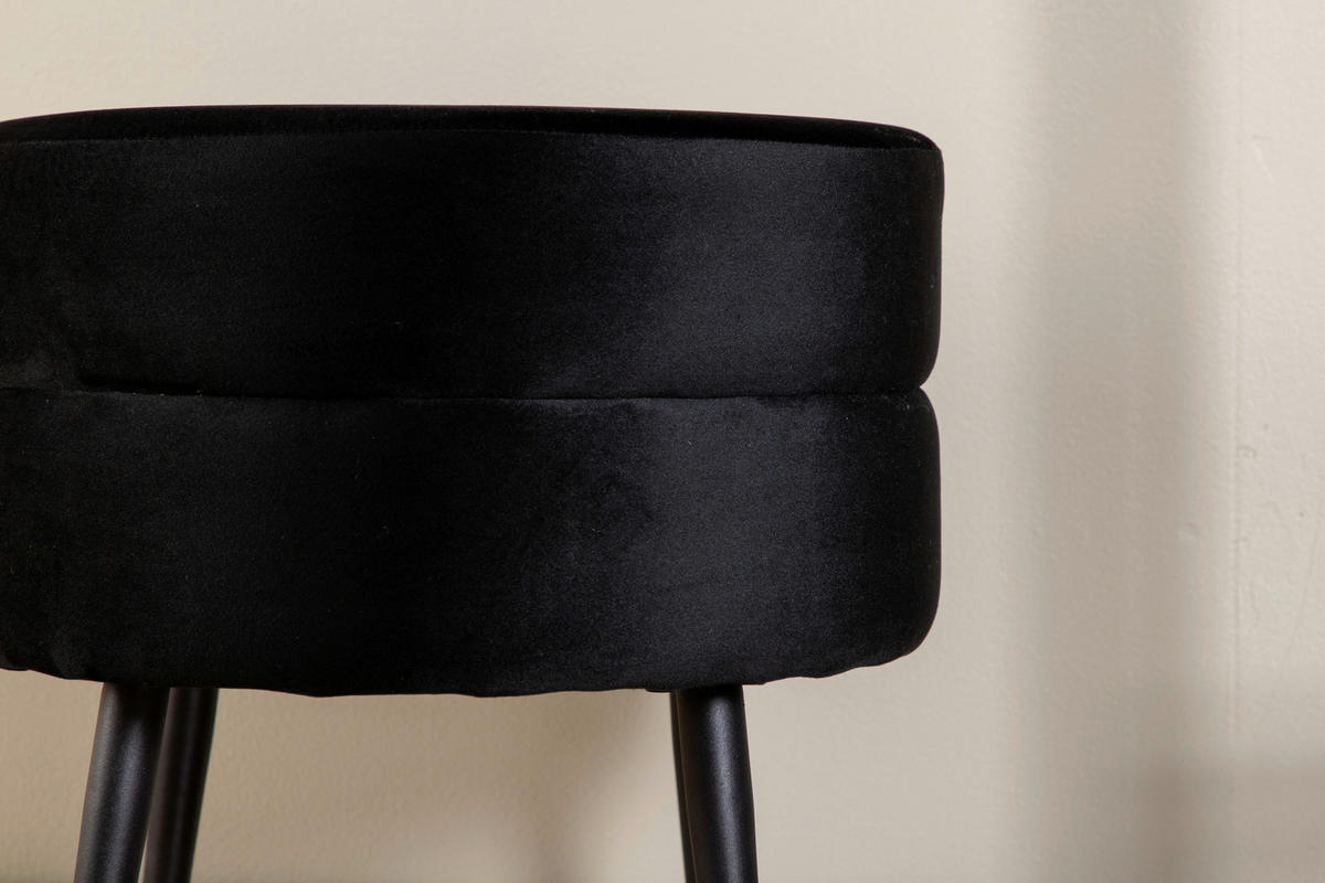 HOCKER Samt Schwarz  - Schwarz, Design, Textil/Metall (40/40/40cm) - Livetastic