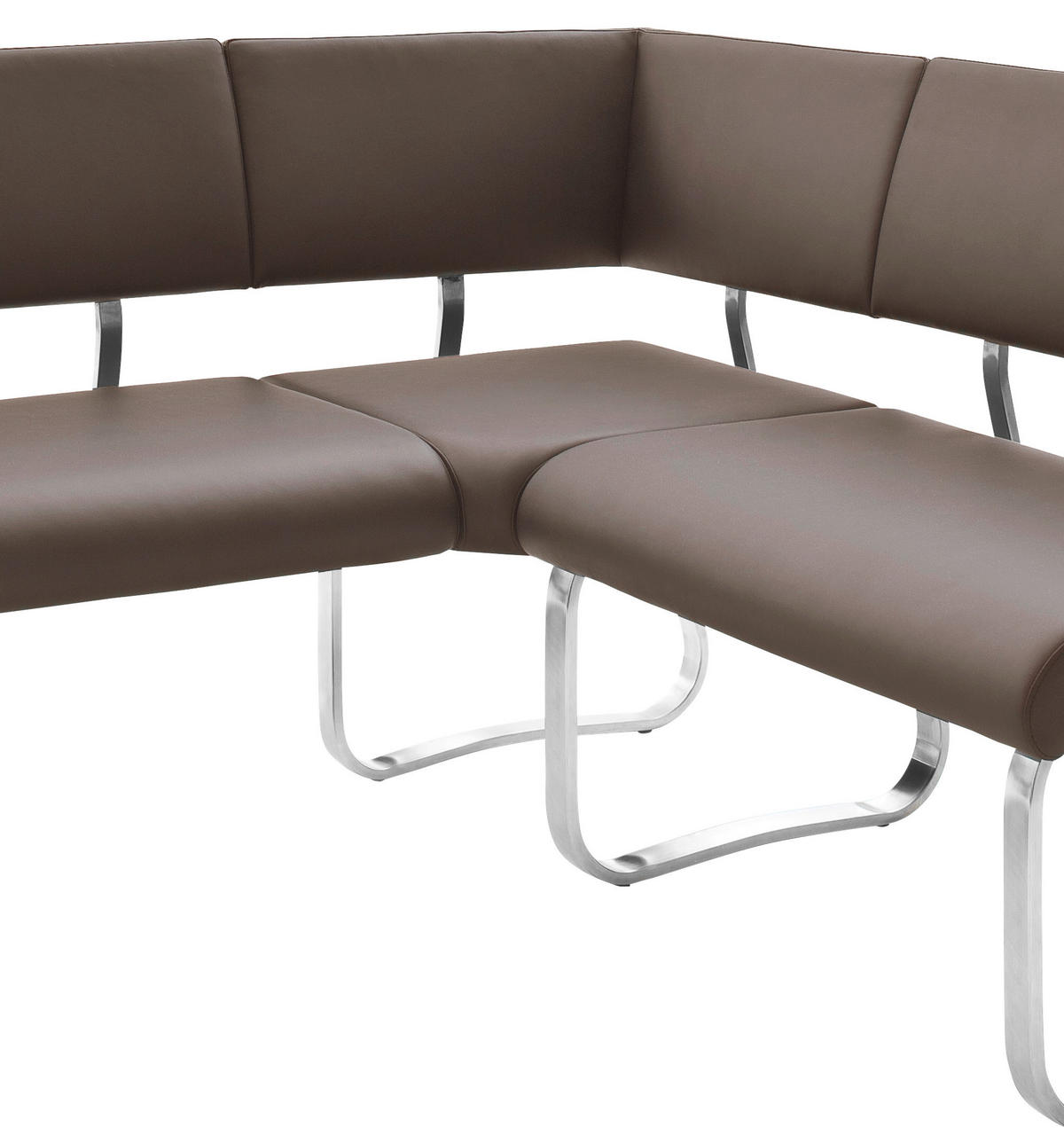 ECKBANK 200/150 cm Lederlook Braun, Edelstahlfarben   - Edelstahlfarben/Braun, Design, Textil/Metall (200/150cm) - Livetastic