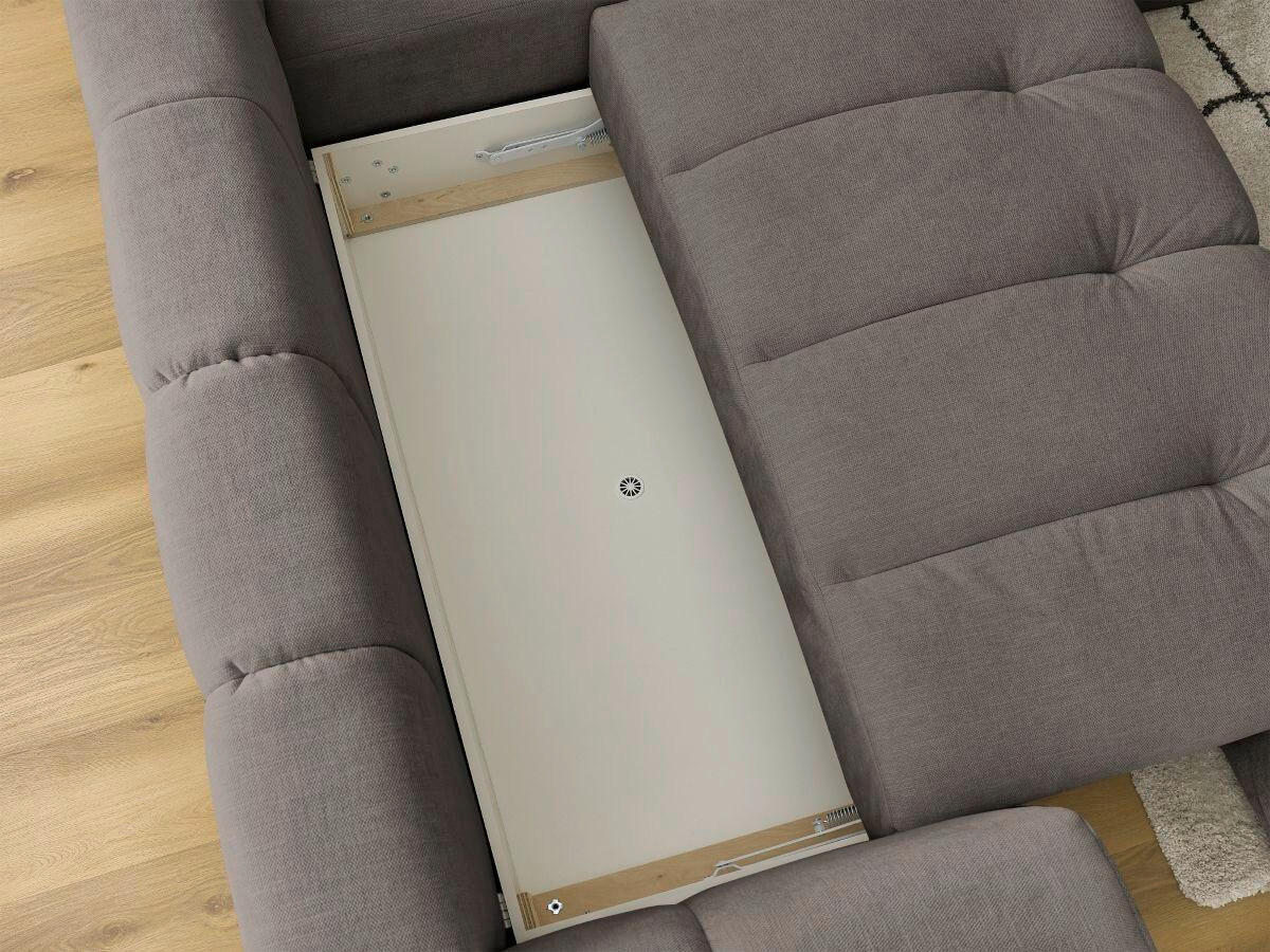 ECKSCHLAFSOFA FUJI Leinenoptik Taupe  inkl.  - Taupe/Schwarz, MODERN, Kunststoff/Textil (282/204cm)
