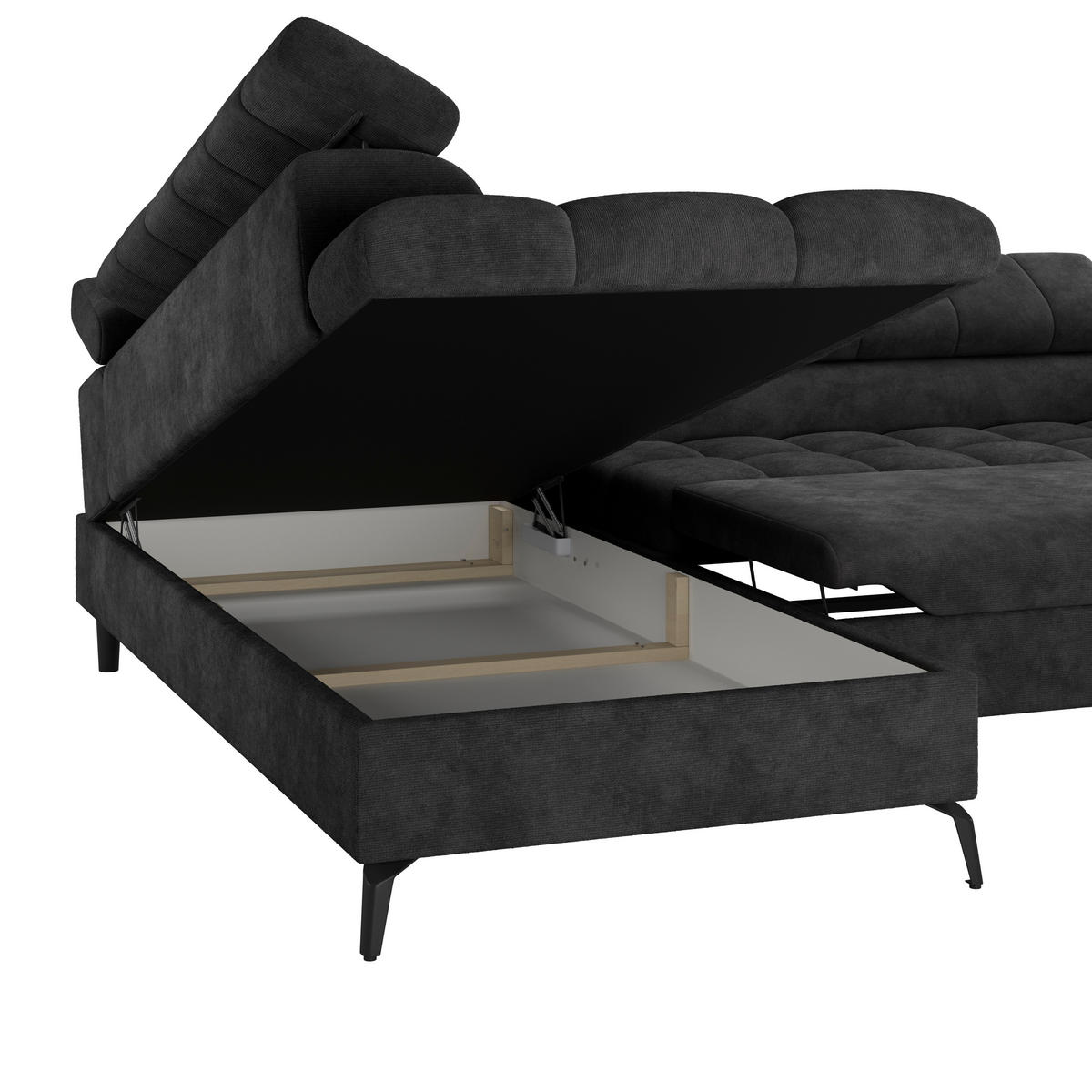 ECKSOFA Schwarz  - Schwarz, Trend, Kunststoff/Textil (203/261cm) - Livetastic