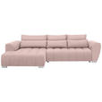 ECKSOFA in Webstoff Rosa  - Silberfarben/Rosa, MODERN, Kunststoff/Textil (218/304cm) - Carryhome