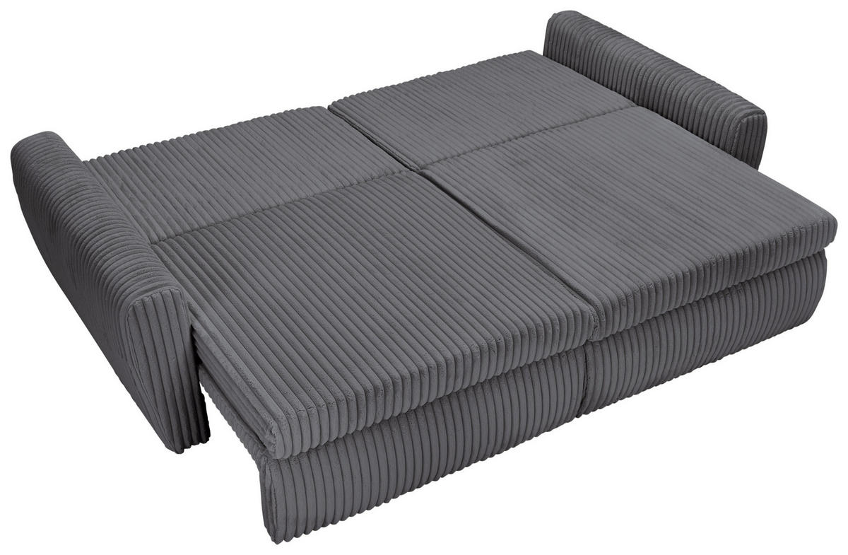 SCHLAFSOFA in Cord, Plüsch Anthrazit  - Anthrazit/Schwarz, Modern, Kunststoff/Textil (240/90/120cm) - Carryhome