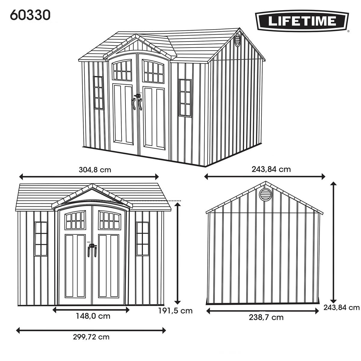 GERÄTEHAUS 305/244/244 cm  - Dunkelgrau, Basics, Kunststoff (305/244/244cm)