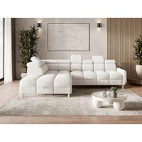 ECKSOFA BUN in Bouclé Weiß  - Elfenbein/Weiß, Design, Holz/Textil (209/276cm) - MID.YOU