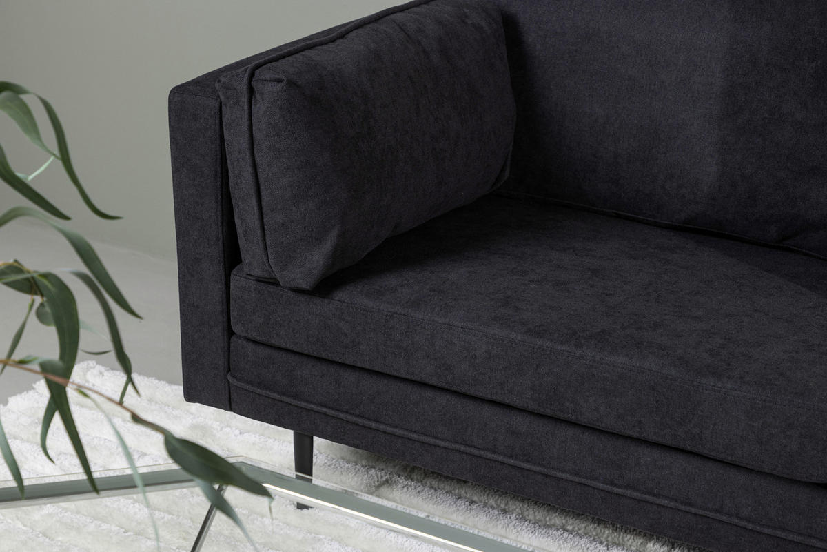 2-SITS SOFFA i metall, textil svart  - svart, Design, metall/textil (203/84/90cm) - Livetastic