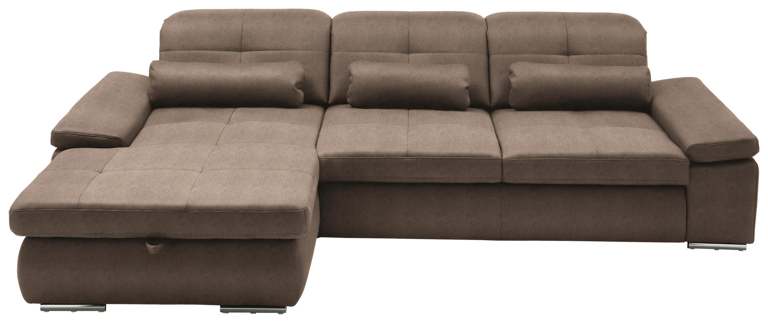 ECKSOFA  in Flachgewebe Sandfarben  195/309 cm  - Sandfarben/Chromfarben, Design, Textil (195/309cm) - Beldomo Style