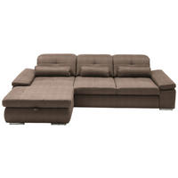 ECKSOFA  in Flachgewebe Sandfarben  195/309 cm  - Sandfarben/Chromfarben, Design, Textil (195/309cm) - Beldomo Style