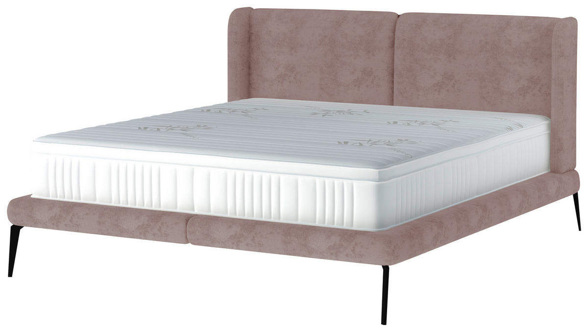 KÁRPITOZOTT ÁGY 180/200 cm  bézs  - bézs/fekete, Modern, textil/fém (180/200cm) - Livetastic