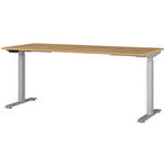 SCHREIBTISCH 180/80/72-118 cm  in Braun, Silberfarben, Eichefarben  - Eichefarben/Silberfarben, MODERN, Holzwerkstoff/Metall (180/80/72-118cm) - Novel
