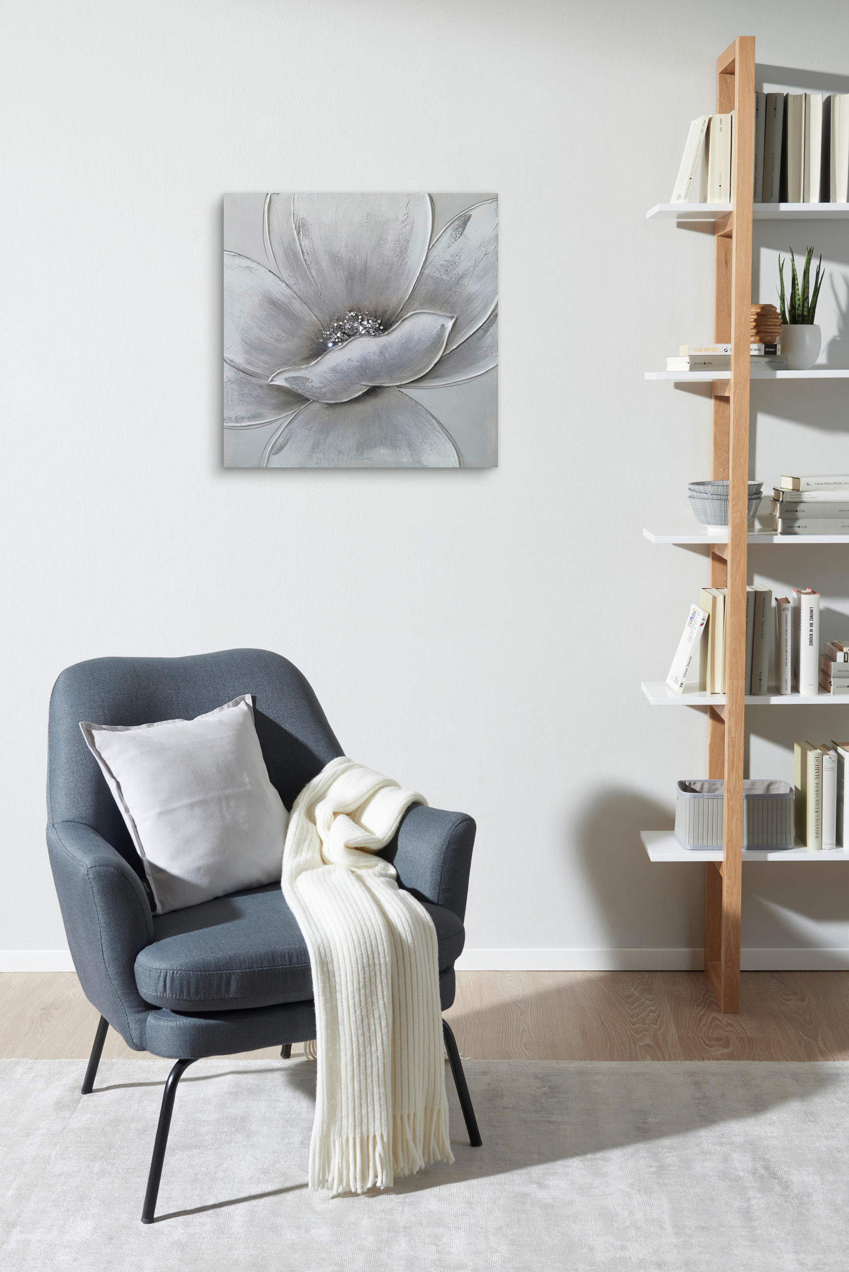 ULJENA SLIKA  55/55 cm       - bijela/siva, Design, drvo/tekstil (55/55cm) - Monee