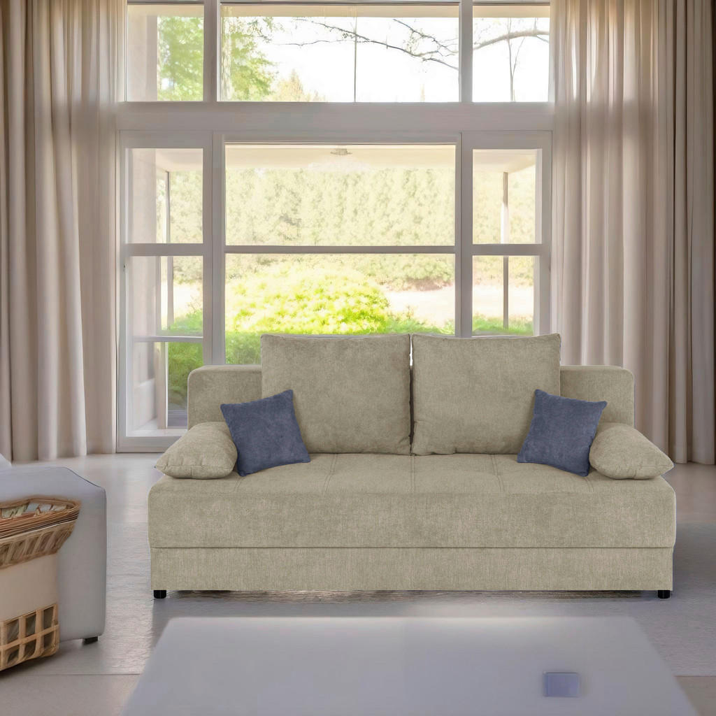 P & B ROZKLADACIA POHOVKA, textil, kompozitné drevo, béžová