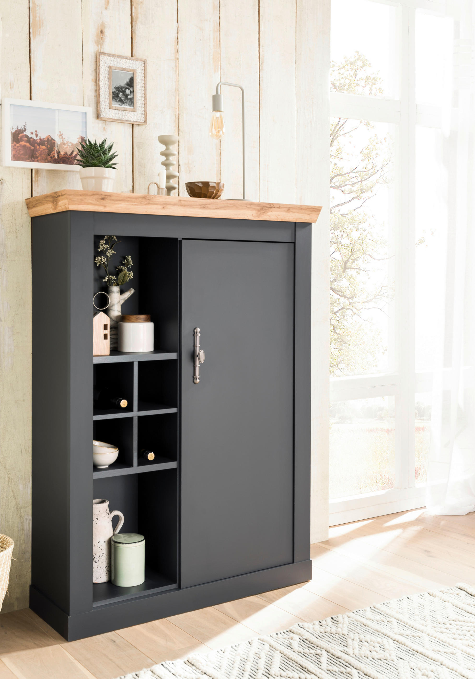 HIGHBOARD  in 107/146/38 cm  - Anthrazit/Silberfarben, Design, Holzwerkstoff/Metall (107/146/38cm) - MID.YOU