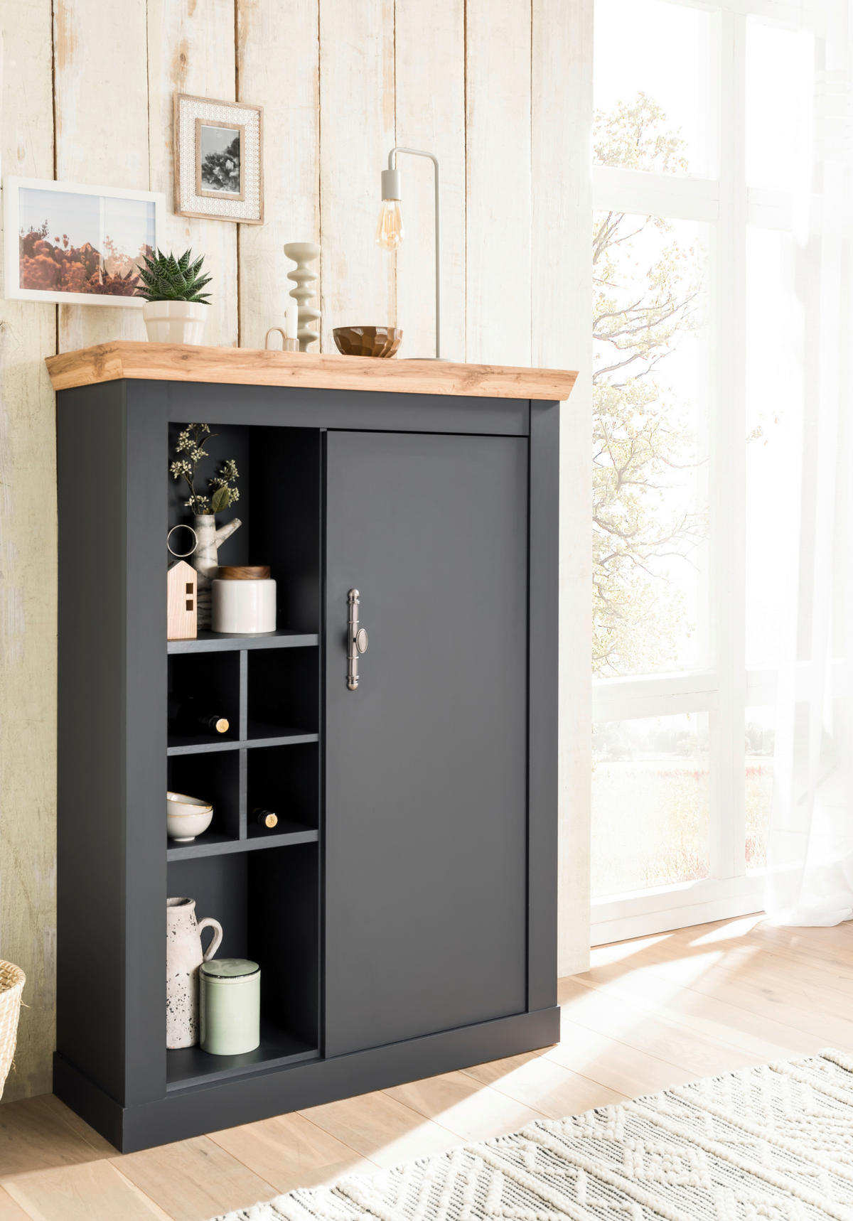 HIGHBOARD  in 107/146/38 cm  - Anthrazit/Silberfarben, Design, Holzwerkstoff/Metall (107/146/38cm) - MID.YOU