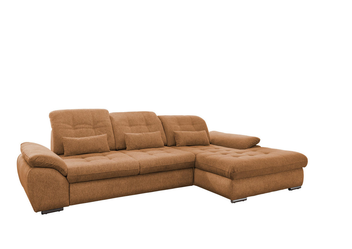 ECKSOFA in Chenille Currygelb  - Chromfarben/Currygelb, Modern, Textil/Metall (314/184cm) - Livetastic