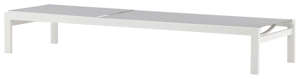 SONNENLIEGE 60/30/195 cm  - Weiß/Grau, KONVENTIONELL, Metall (60/30/195cm) - Gardenson