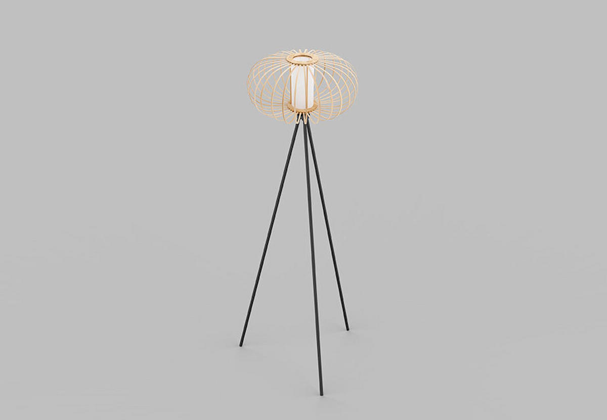 PODNA LAMPA - svetlobraon/crna, Prirodno, drvo/metal (63,5/153cm)